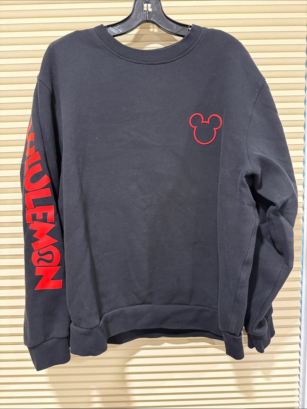 Lululemon Black Sweatshirt with Red Mickey Outline and Sleeve Graphics